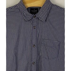 Trouvaille Mens Shirt Gray Navy‎ Blue Check Long Sleeve Button Up Sz XL Paris